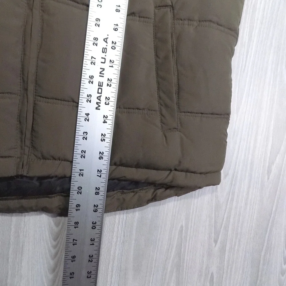 Smith's Workwear Puffer Vest Men's L Brown Olive Quilted Full Zip EUC